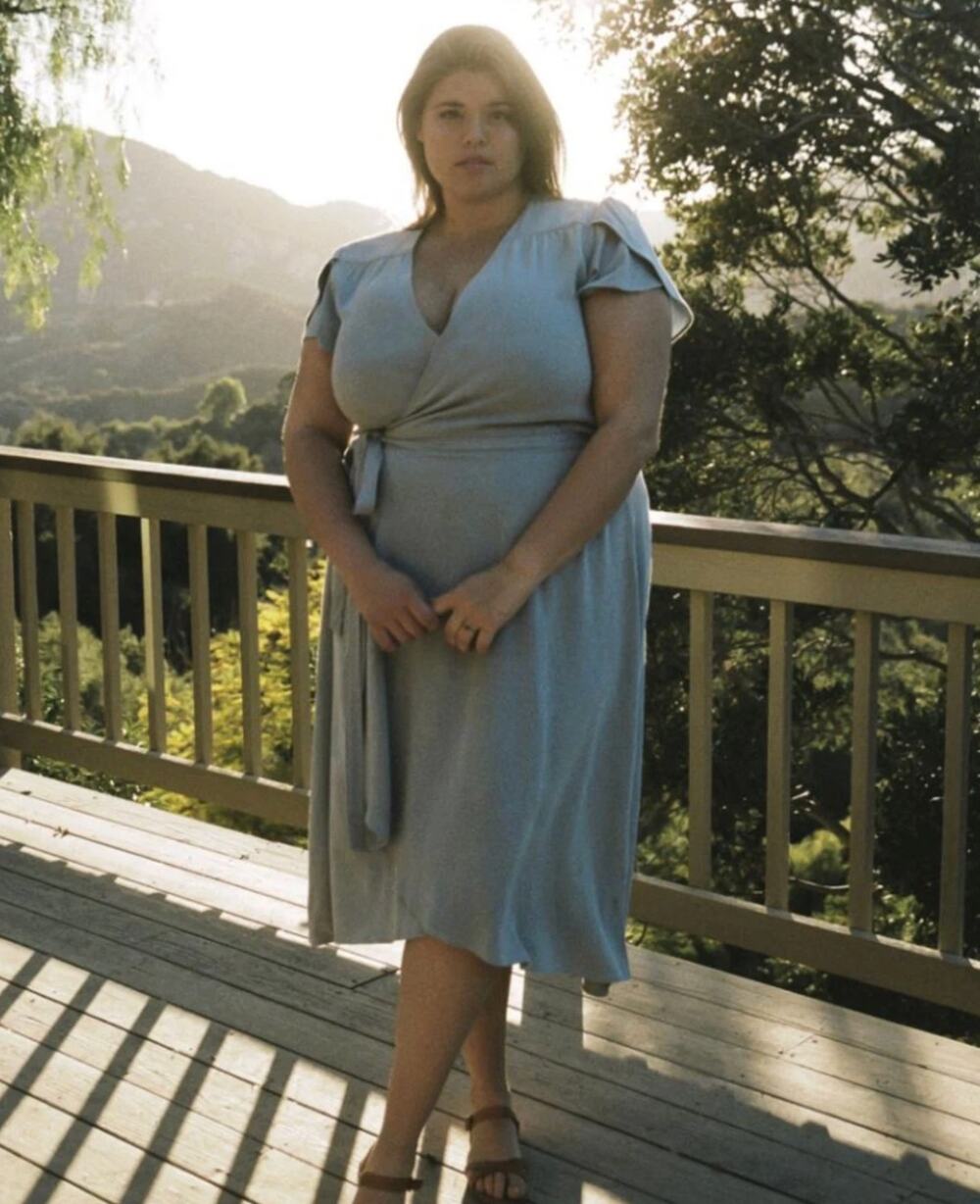 NWT Christy Dawn The Autumn Extended Washed Blue Wrap Midi Dress Size 2X